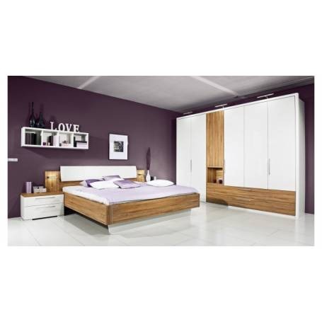 Chambre à coucher Maram - Bois MDF stratifié - chêne et blanc