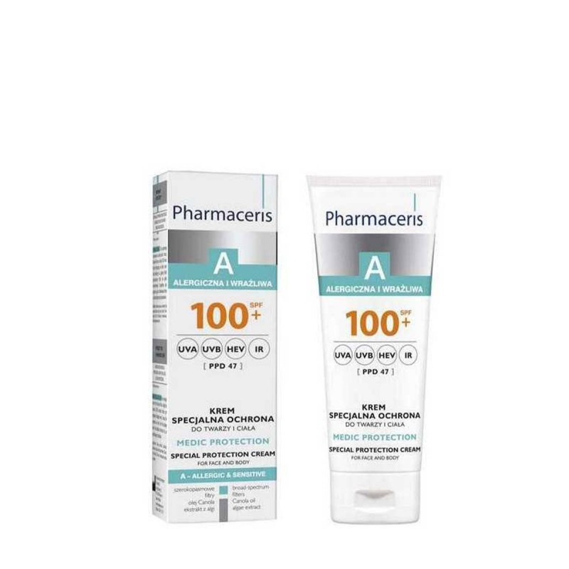 CRÈME PROTECTION SPÉCIALE FPS 100 visage et corps +pharmaceris mousse apaisante a puri-sensilium 150ml GRATUIT