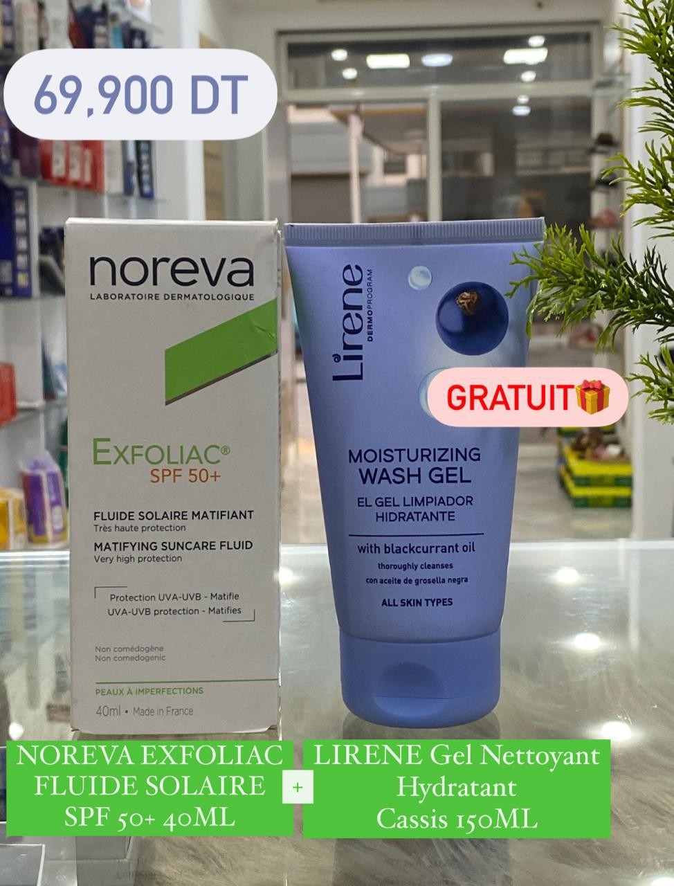 coffre noreva exfoliac fluide +lirene gel nettoyant